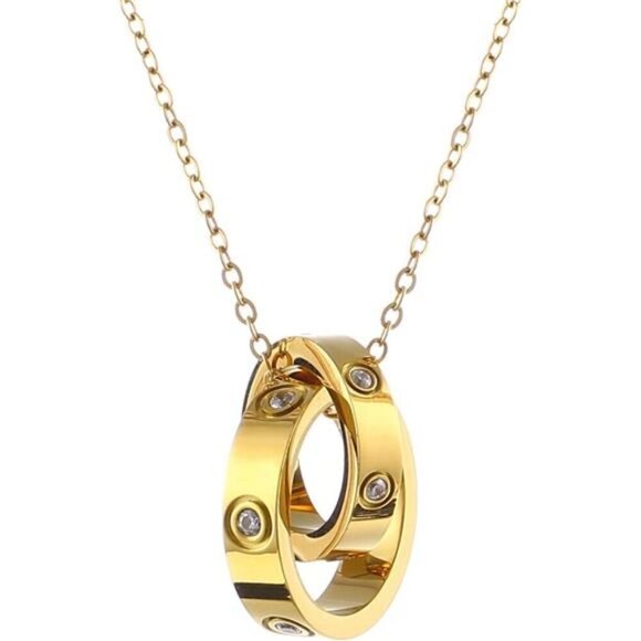 Stainless Steel Necklaces for Women Fashion Thin Chain  Women\'s Stainless Steel Necklace -18K Gold Women\'s Necklace, Gold Interlocking